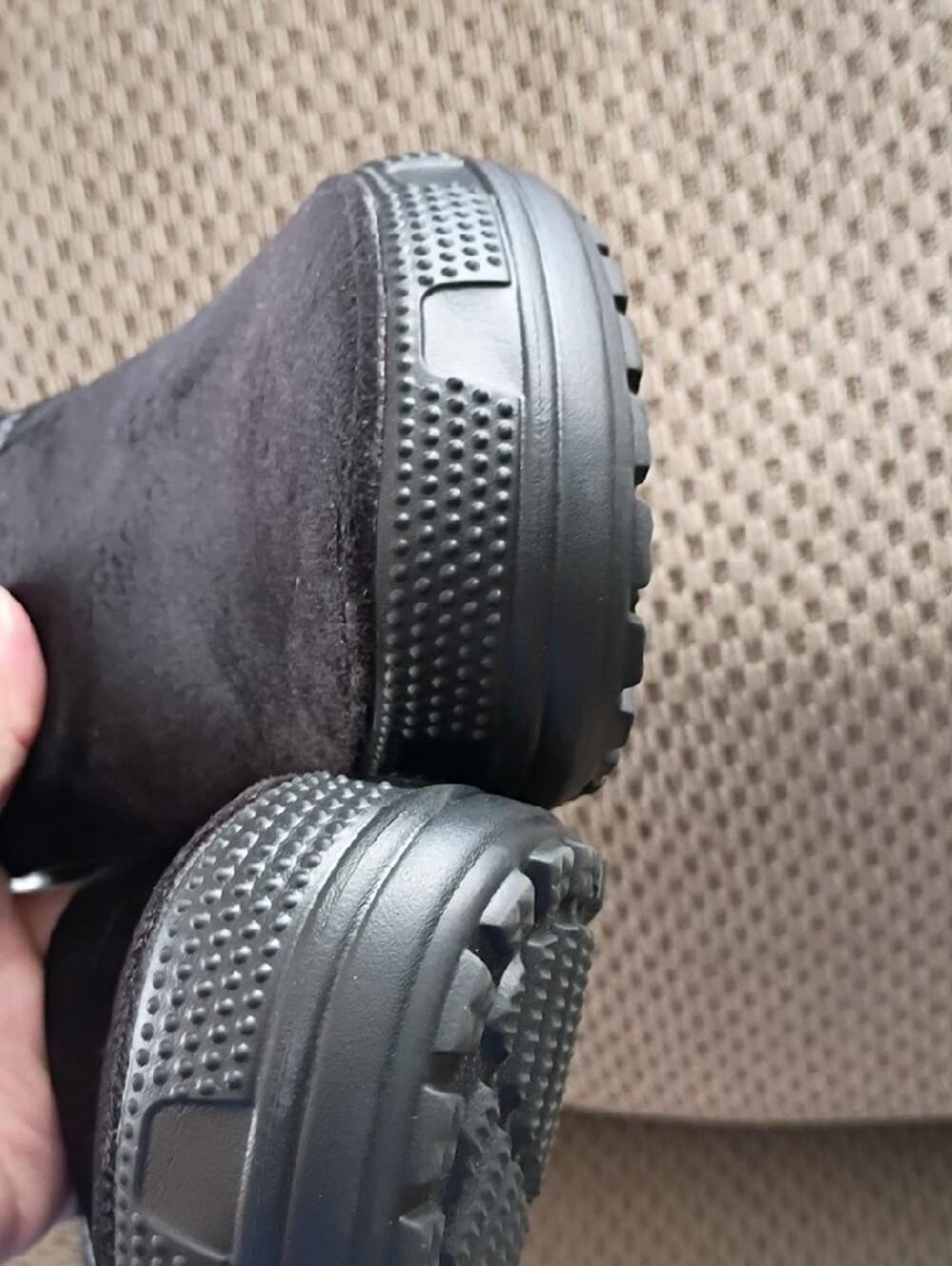 CROCS Womens Or Kids Suede-Look Clog Mules in Black - Picture 6 of 11